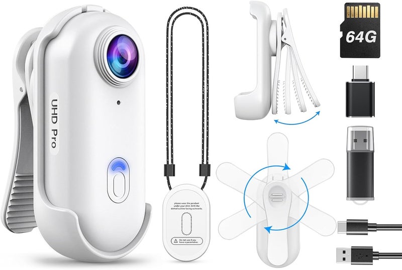 BOBLOV W4 2K Mini Body Camera, Wearable 64GB Camera with 360°Rotatable Clip & Magnetic Clip, 120 Minutes for Recording, Easy to Use and Take for Lecture, Traveling and Outdoors Activities (WT64GB) - Image 1